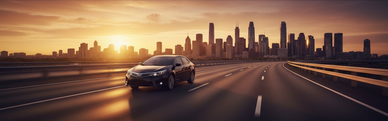 Auto en autopista hacia el AMBA al atardecer